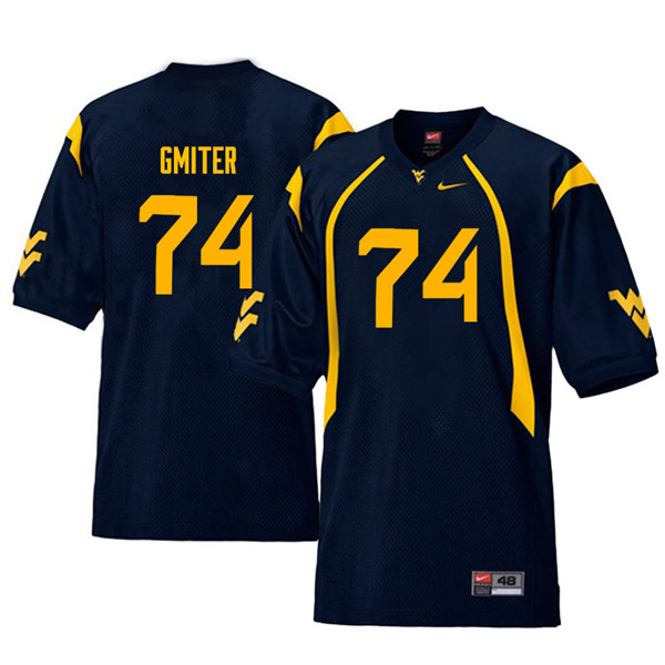 Men #74 James Gmiter West Virginia Mountaineers Throwback College Football Jerseys Sale-Navy - Click Image to Close